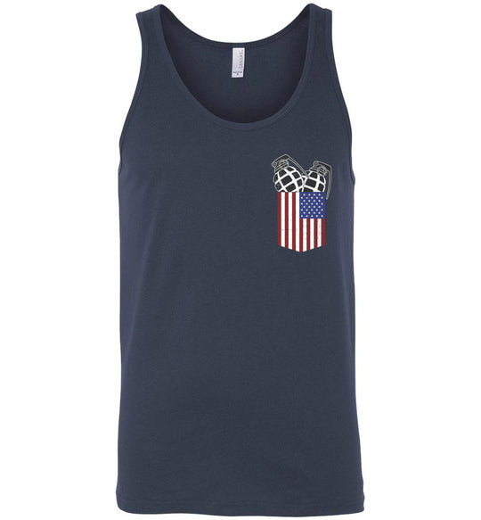 Pocket With Grenades Men's 2nd Amendment Tank Top - Navy