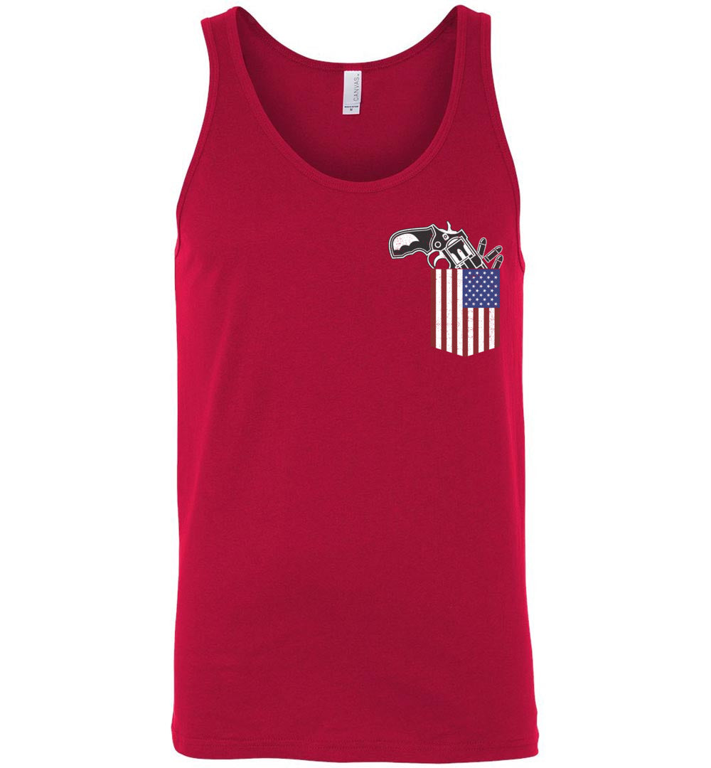 Gun in the Pocket, USA Flag-2nd Amendment Men's Tank Top-Red