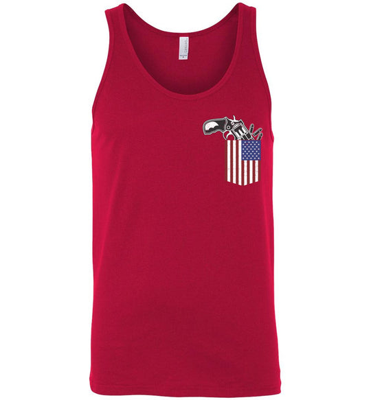 Gun in the Pocket, USA Flag-2nd Amendment Men's Tank Top-Red