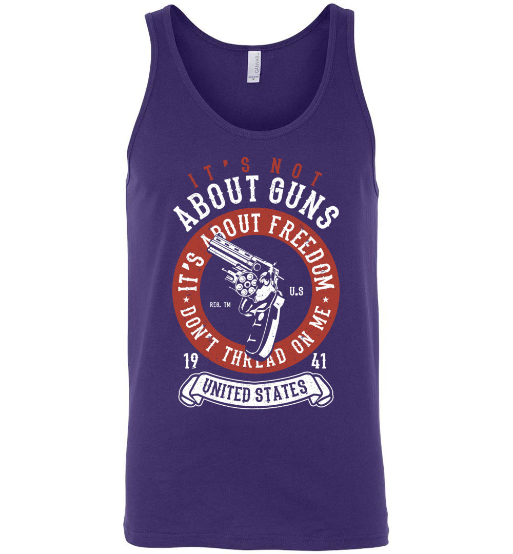 It's Not About Guns, It's About Freedom. Don't Thread on Me - Purple Men's Tank Top