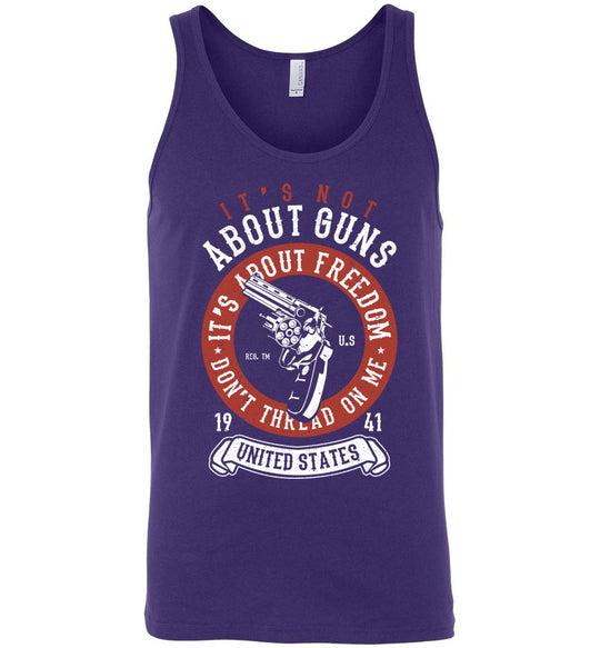 It's Not About Guns, It's About Freedom. Don't Thread on Me - Purple Men's Tank Top