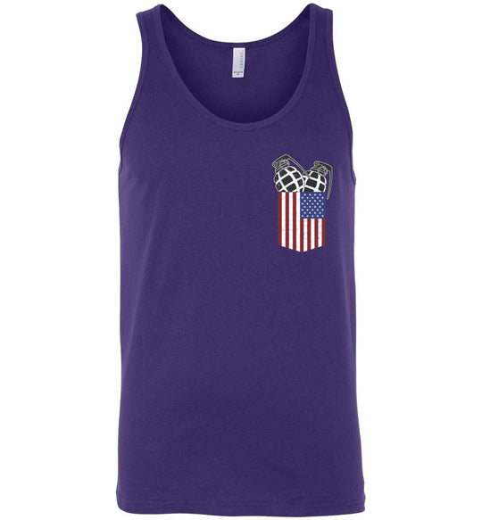 Pocket With Grenades Men's 2nd Amendment Tank Top - Purple