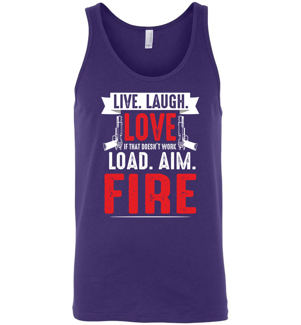 Live. Laugh. Love. If That Doesn't Work, Load. Aim. Fire - Pro Gun Men's Tank Top - Purple