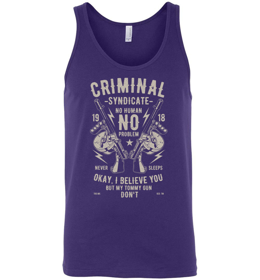 Thompson Submachine Gun Men's Pro Gun Tank Top - Purple