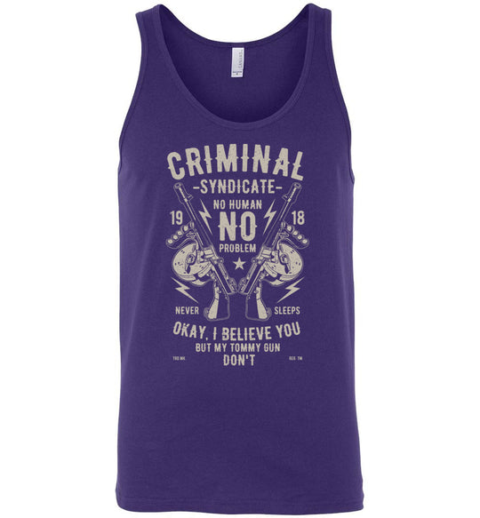 Thompson Submachine Gun Men's Pro Gun Tank Top - Purple