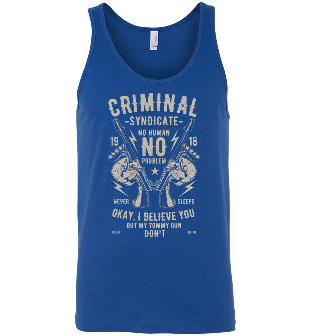 Thompson Submachine Gun Men's Pro Gun Tank Top - Blue