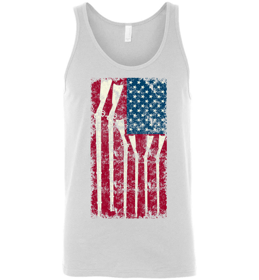 American Flag with Guns - 2nd Amendment Men's Tank Top - White