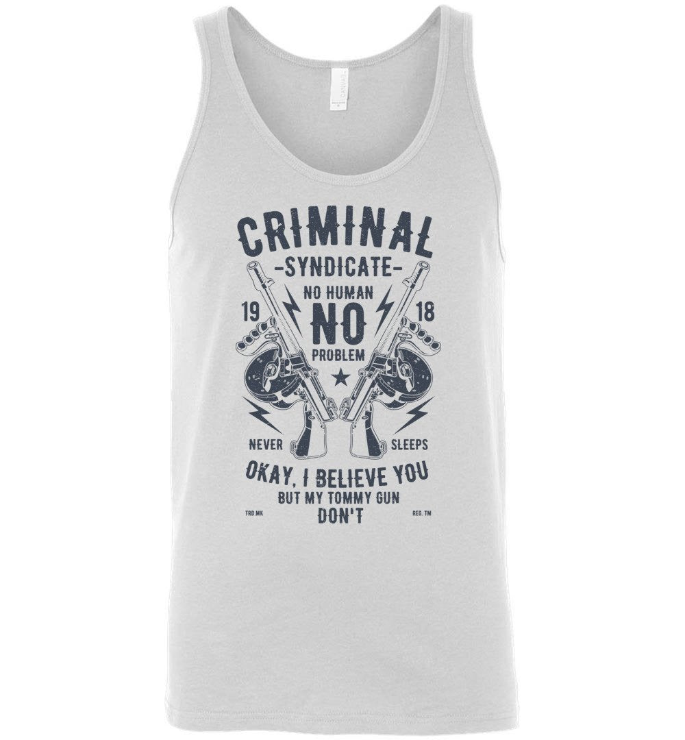 Thompson Submachine Gun Men's Pro Gun Tank Top - White