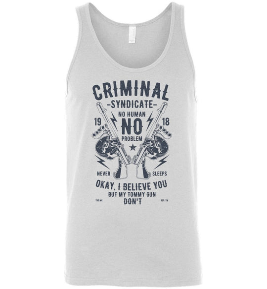 Thompson Submachine Gun Men's Pro Gun Tank Top - White