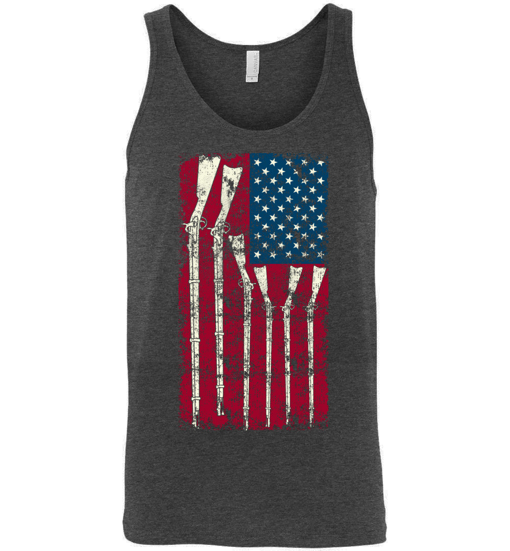 American Flag with Guns - 2nd Amendment Men's Tank Top - Dark Grey Heather