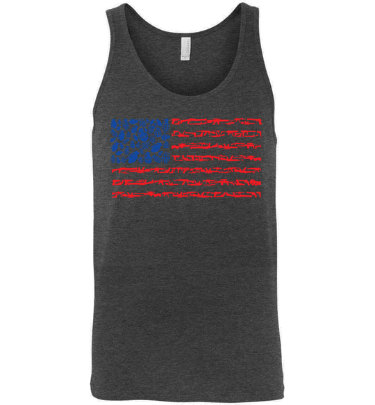 American Flag Made of Guns 2nd Amendment Men’s Tank Top - Dark Grey Heather
