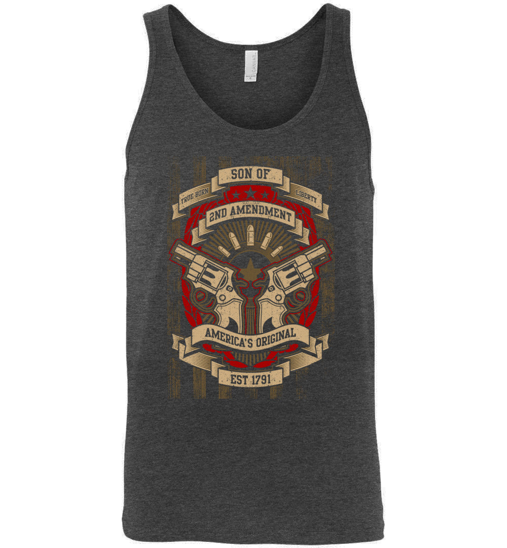Son of Liberty 2nd Amendment Men's Apparel - Dark Grey Heather Tank Top
