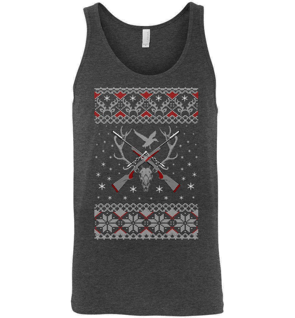 Hunting Ugly Christmas Sweater - Shooting Men's Tank Top - Deep Heather