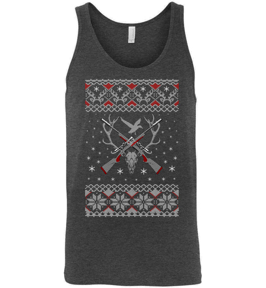 Hunting Ugly Christmas Sweater - Shooting Men's Tank Top - Deep Heather