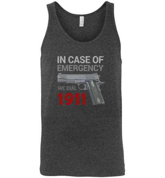 In Case of Emergency We Dial 1911 Pro Gun Мen's Tank Top - Dark Grey