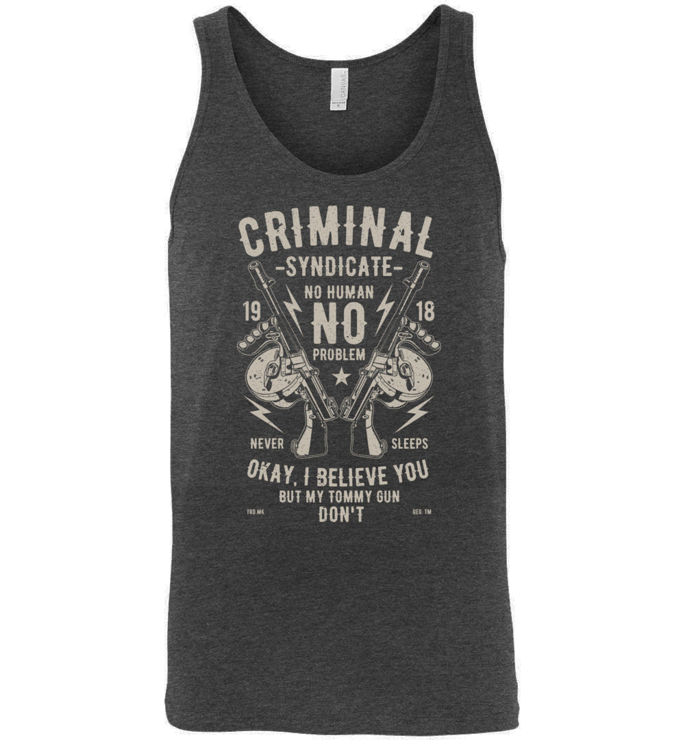 Thompson Submachine Gun Men's Pro Gun Tank Top - Dark Grey Heather