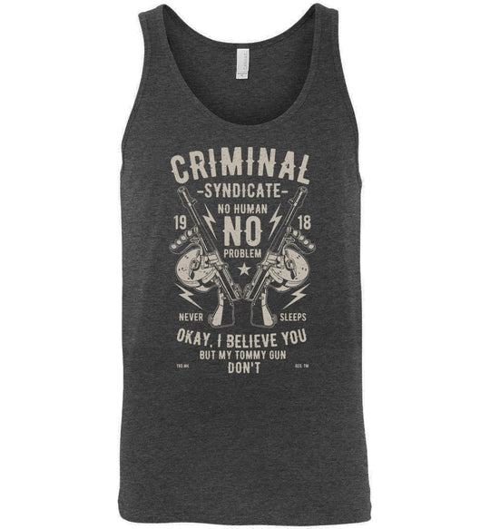 Thompson Submachine Gun Men's Pro Gun Tank Top - Dark Grey Heather
