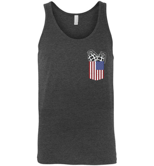 Pocket With Grenades Men's 2nd Amendment Tank Top - Deep Heather