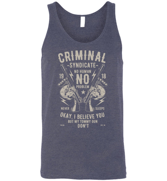 Thompson Submachine Gun Men's Pro Gun Tank Top - Heather Navy