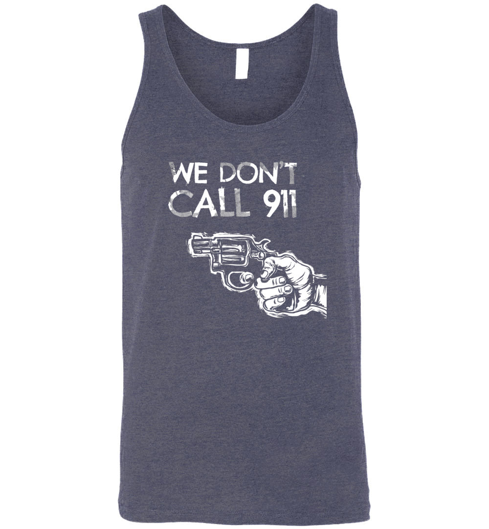 We Don't Call 911 - Men's Pro Gun Shooting Tank Top - Heather Navy