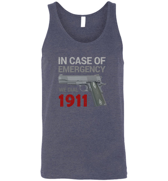In Case of Emergency We Dial 1911 Pro Gun Мen's Tank Top - Heather Navy
