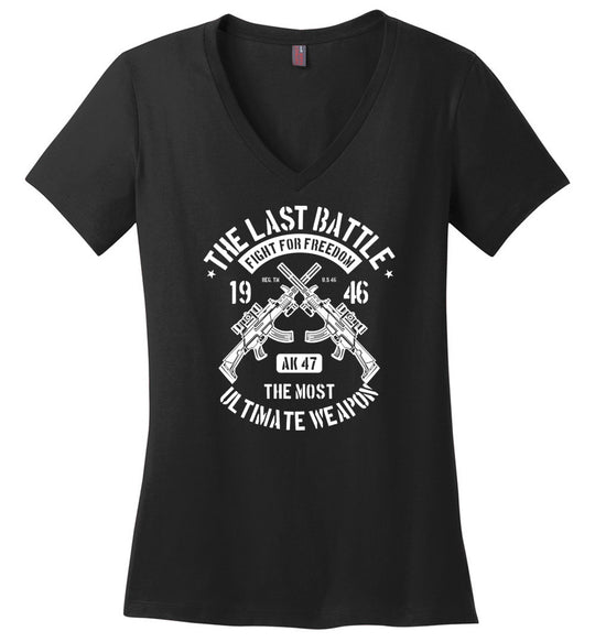 AK-47 The Most Ultimate Weapon - Women's Pro Gun V-Neck Tee - Black