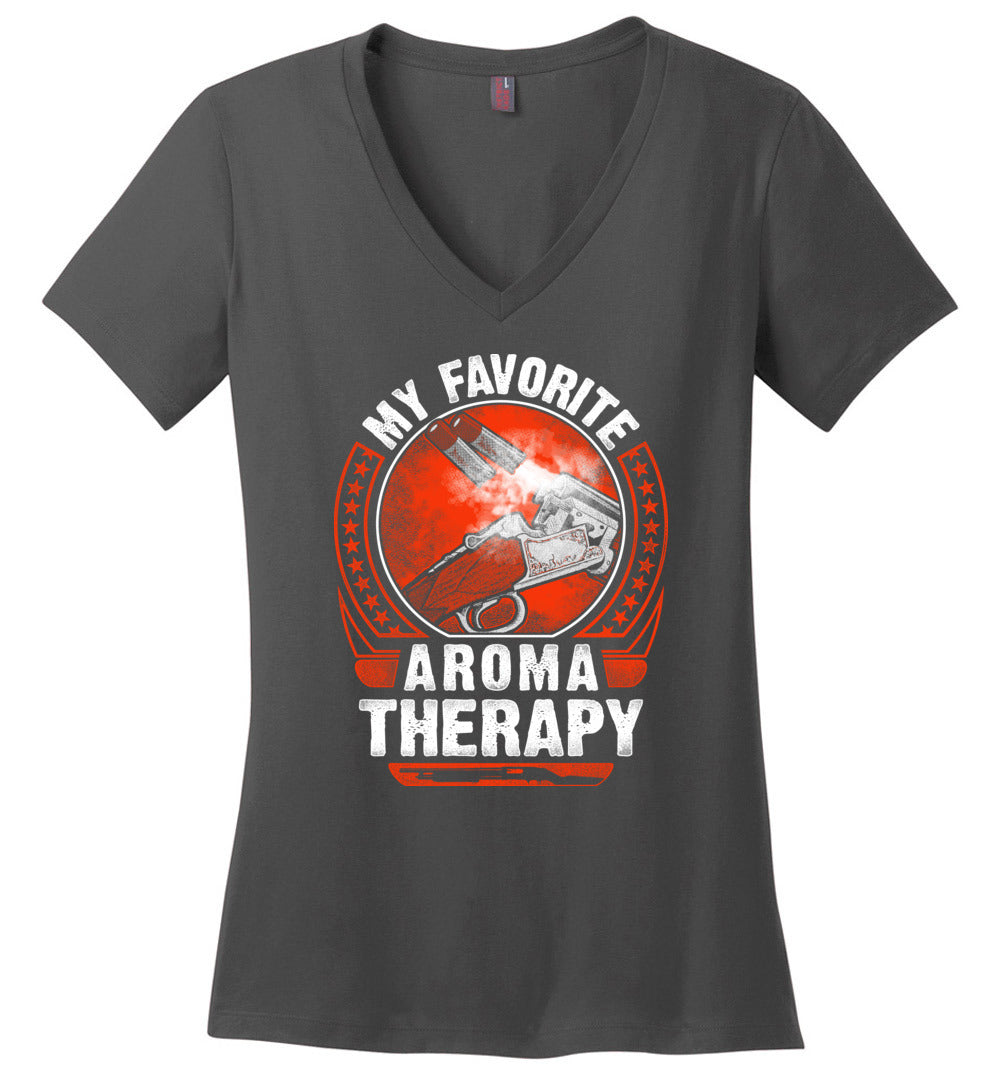 My Favorite Aroma Therapy - Pro Gun Women's V-Neck Tshirt - Charcoal