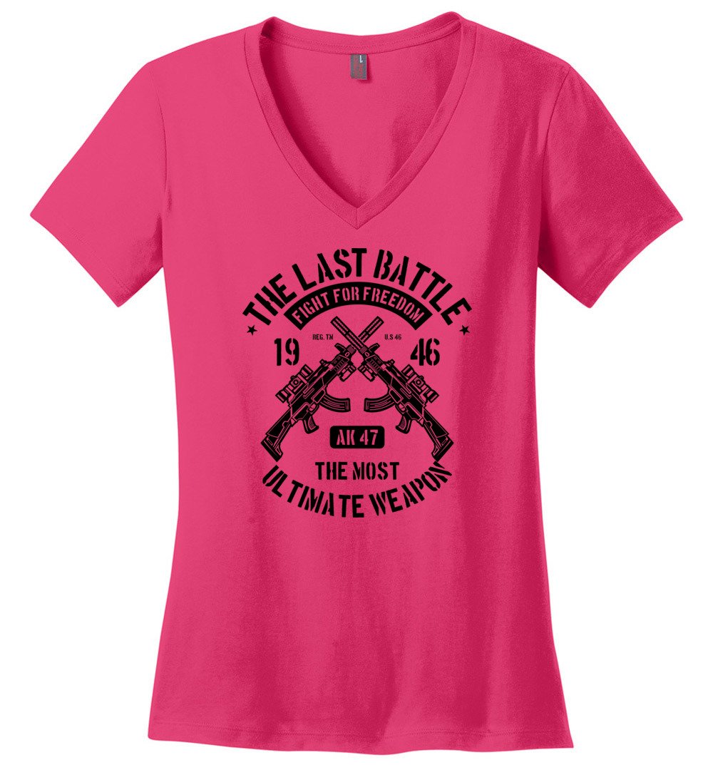 AK-47 The Most Ultimate Weapon - Women's Pro Gun V-Neck Tee - Dark Fuchsia