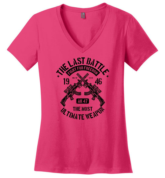 AK-47 The Most Ultimate Weapon - Women's Pro Gun V-Neck Tee - Dark Fuchsia