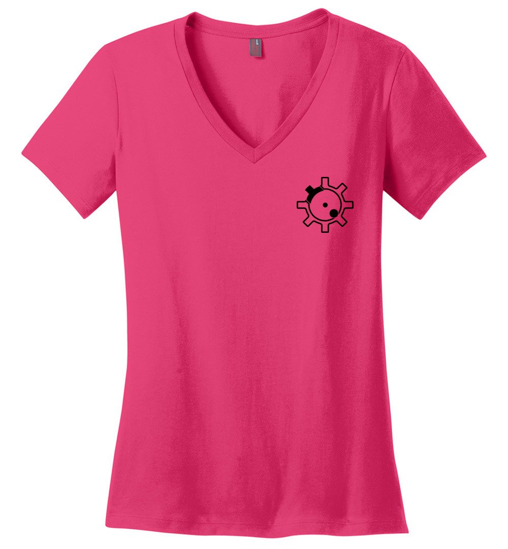 AR-15 Bolt Face - Women's Pro Gun V-Neck T Shirts - Pink