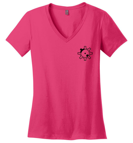 AR-15 Bolt Face - Women's Pro Gun V-Neck T Shirts - Pink
