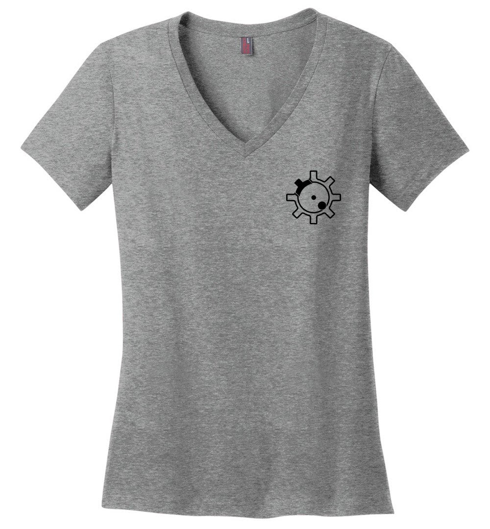 AR-15 Bolt Face - Women's Pro Gun V-Neck T Shirts - Heathered Nickel