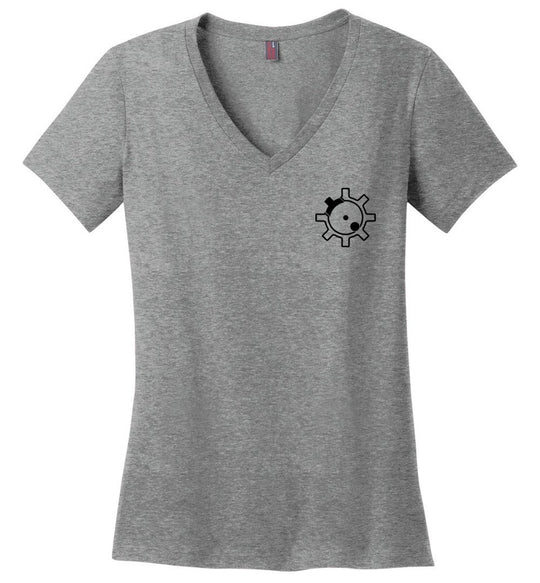 AR-15 Bolt Face - Women's Pro Gun V-Neck T Shirts - Heathered Nickel