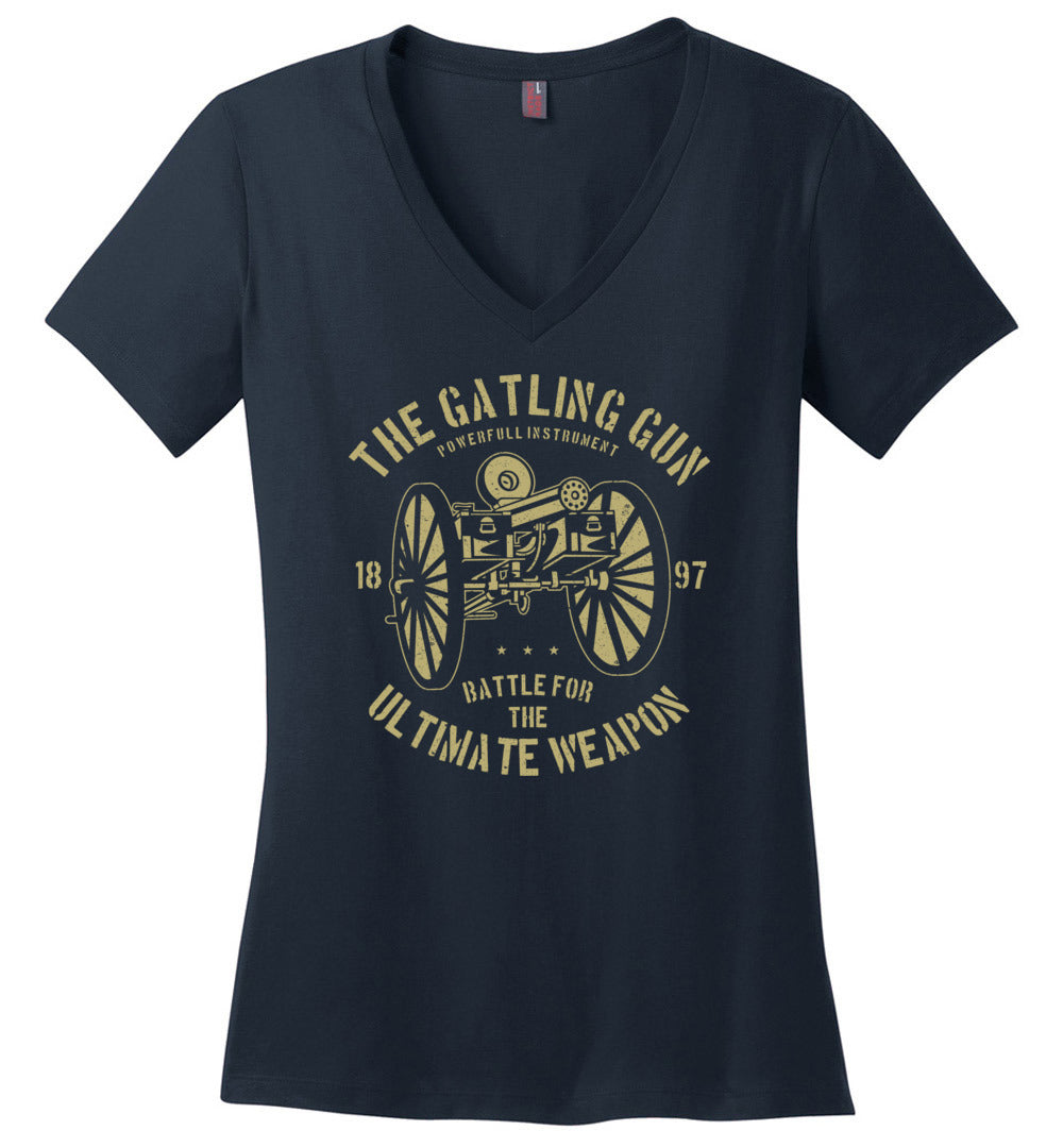 The Gatling Gun - Ladies Pro Gun V-Neck Tee - Navy