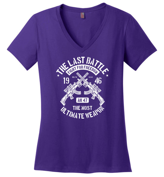 AK-47 The Most Ultimate Weapon - Women's Pro Gun V-Neck Tee - Purple