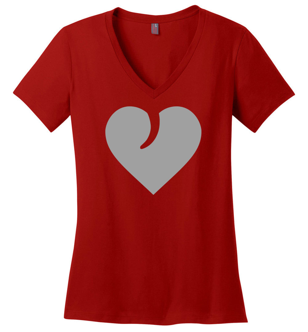 I Love Guns, Heart and Trigger - Ladies 2nd Amendment Apparel - Red V-Neck Tshirt