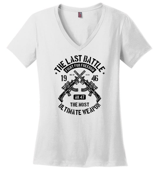 AK-47 The Most Ultimate Weapon - Women's Pro Gun V-Neck Tee - White