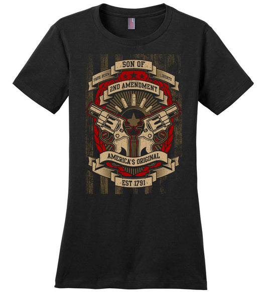 Son of Liberty 2nd Amendment Women's Apparel - Black Tshirt