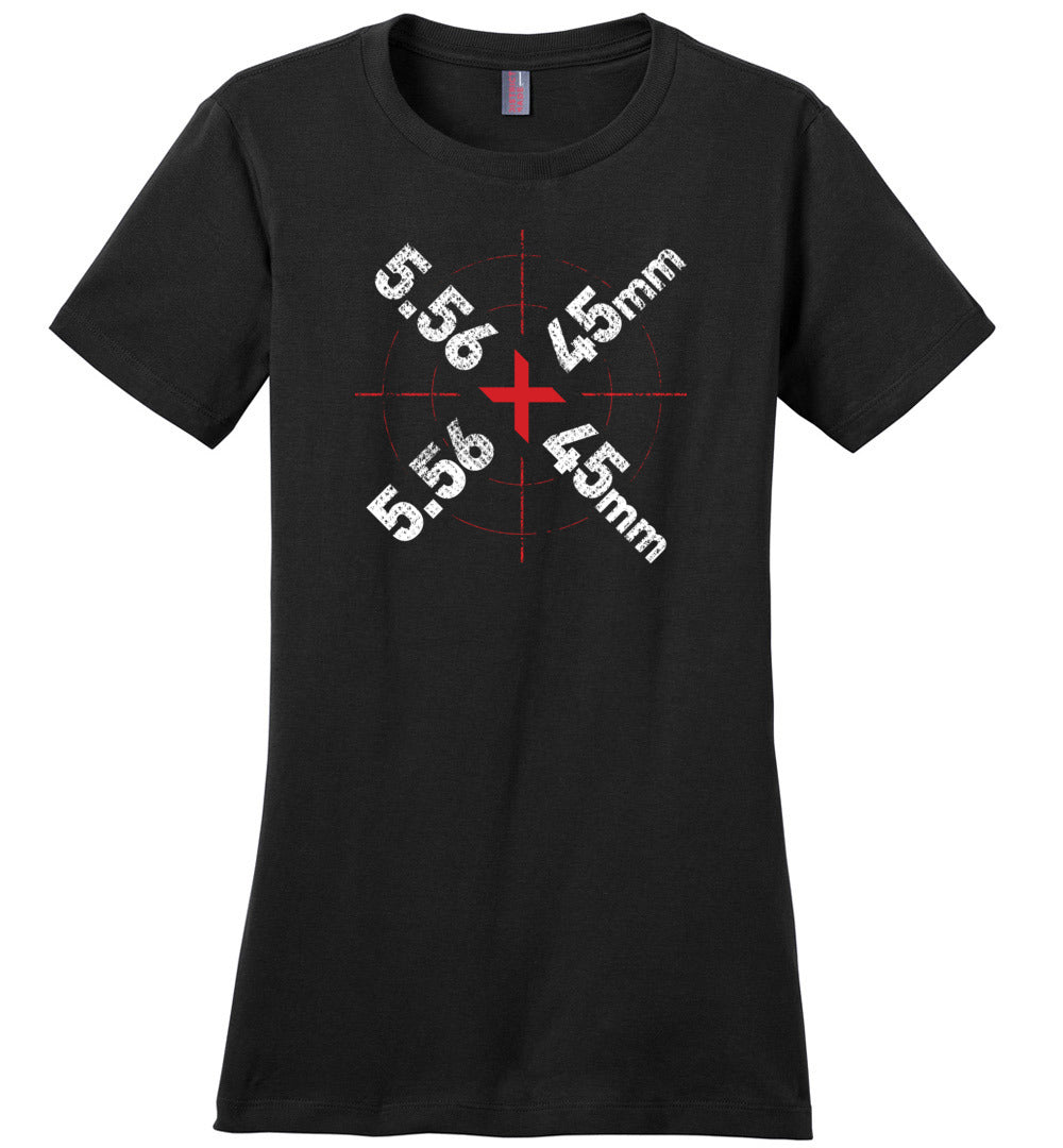 5.56 x 45mm Caliber Ammo AR-15 Shooting Gun Women's T-Shirt - Black