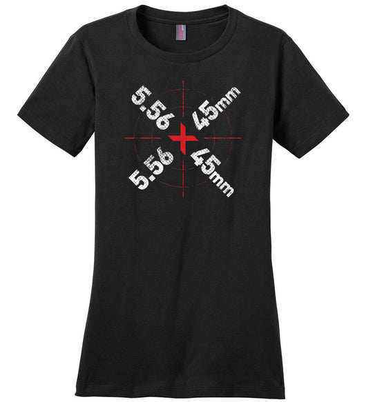 5.56 x 45mm Caliber Ammo AR-15 Shooting Gun Women's T-Shirt - Black