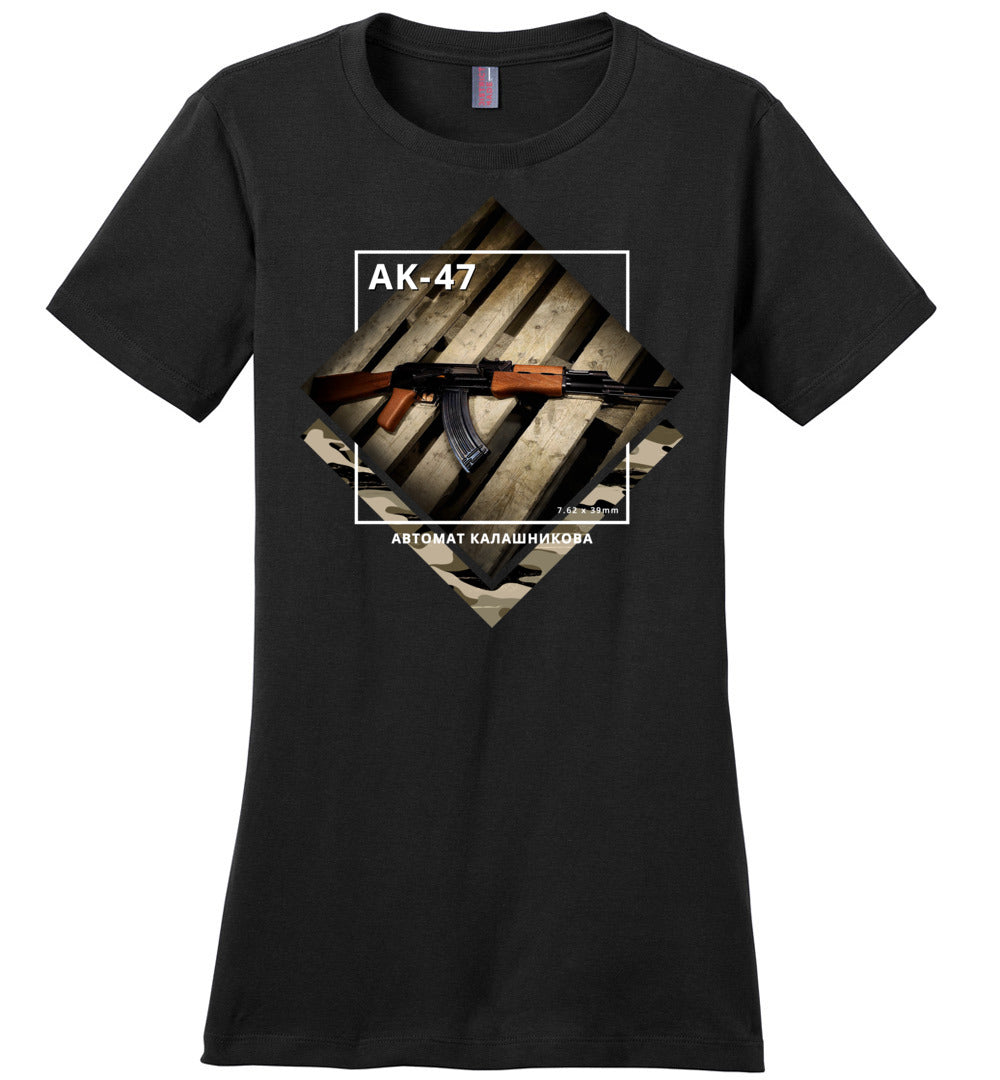 AK-47 Rifle - Tactical Ladies Apparel - Black Tee