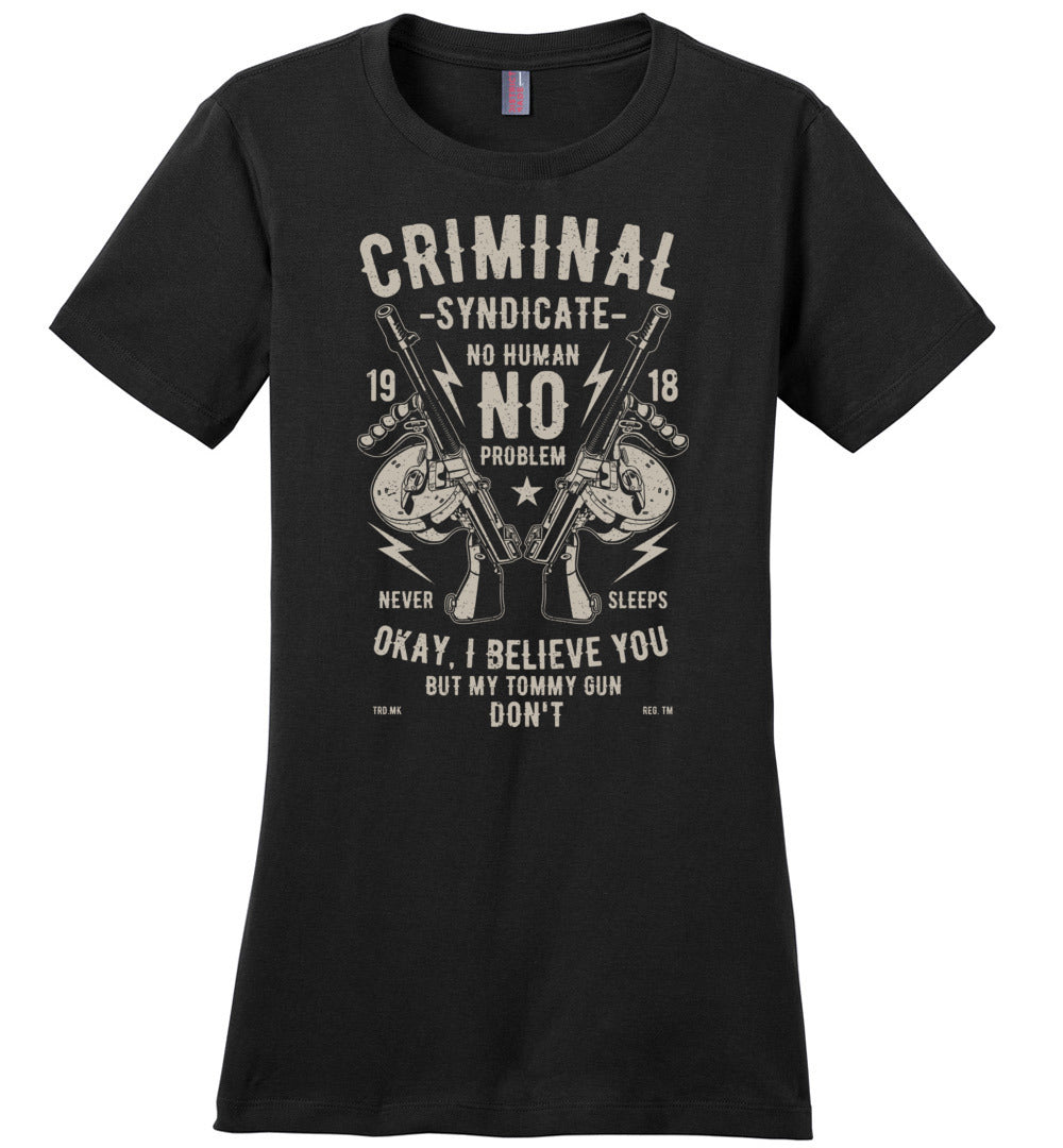 Thompson Submachine Gun Women's Pro Gun Tee - Black