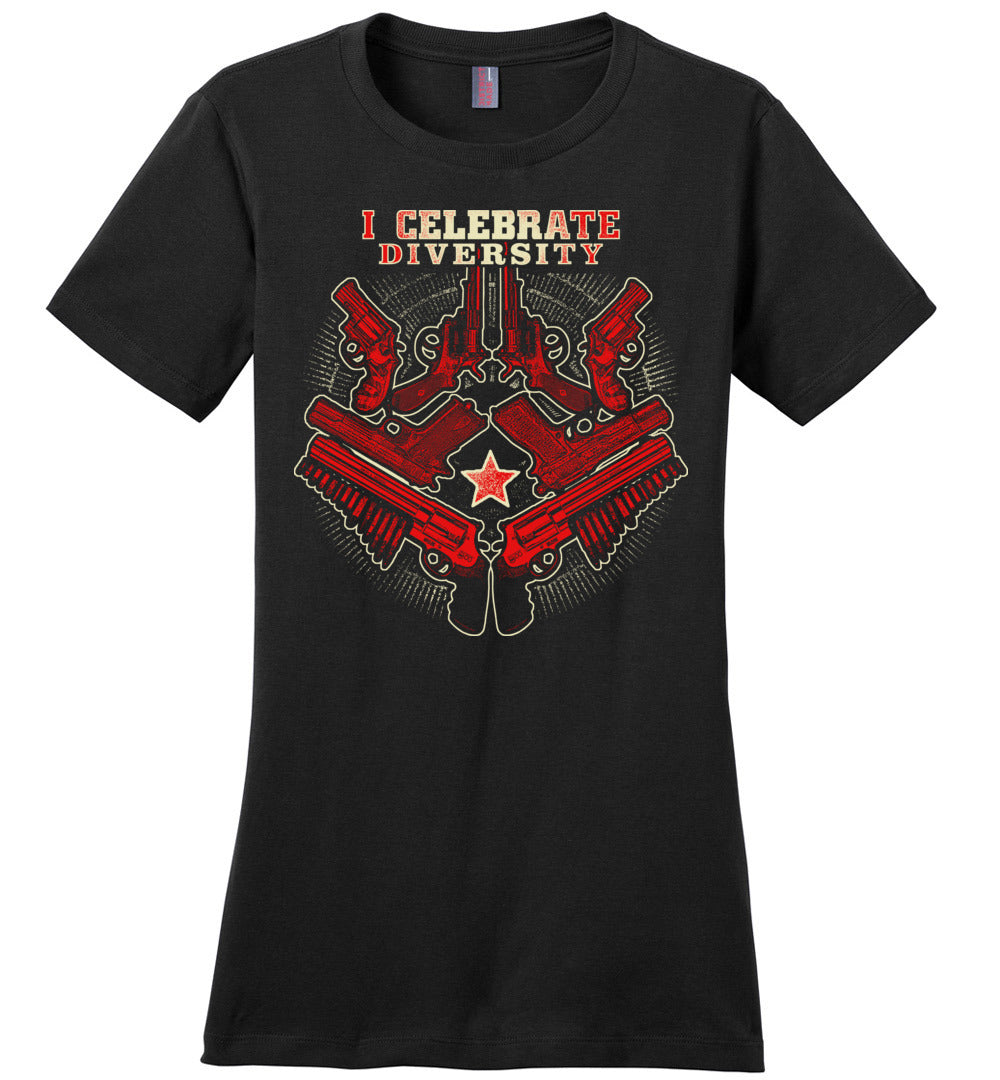 I Celebrate Diversity - Pro Gun Tactical Ladies Tee - Black