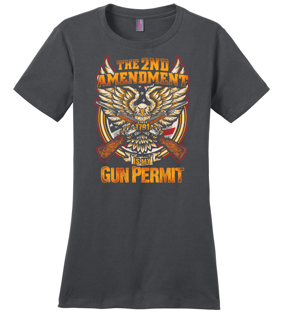 The 2nd Amendment is My Gun Permit - Women's T Shirts - Charcoal