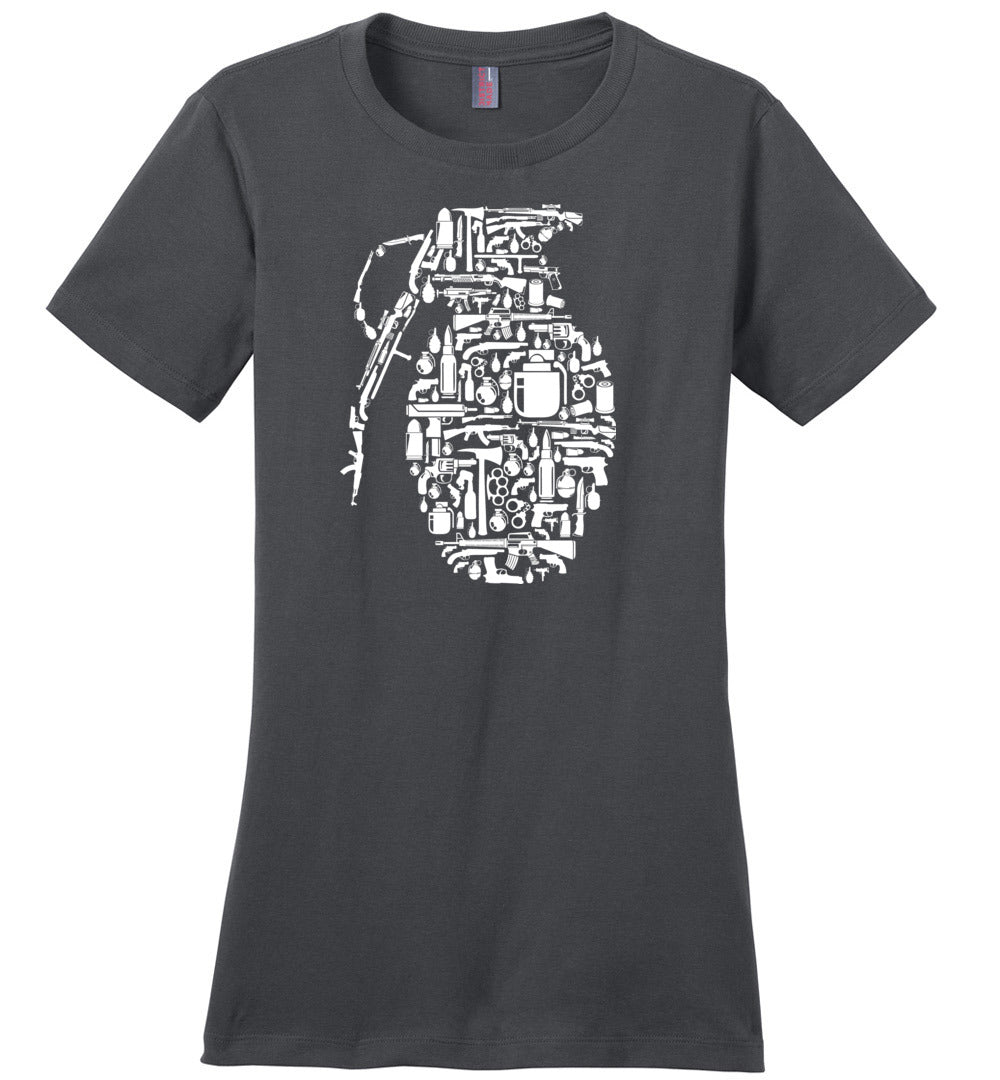 Grenade Made of Guns - Women's Shooting T-Shirt - Charcoal