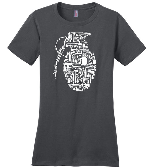Grenade Made of Guns - Women's Shooting T-Shirt - Charcoal