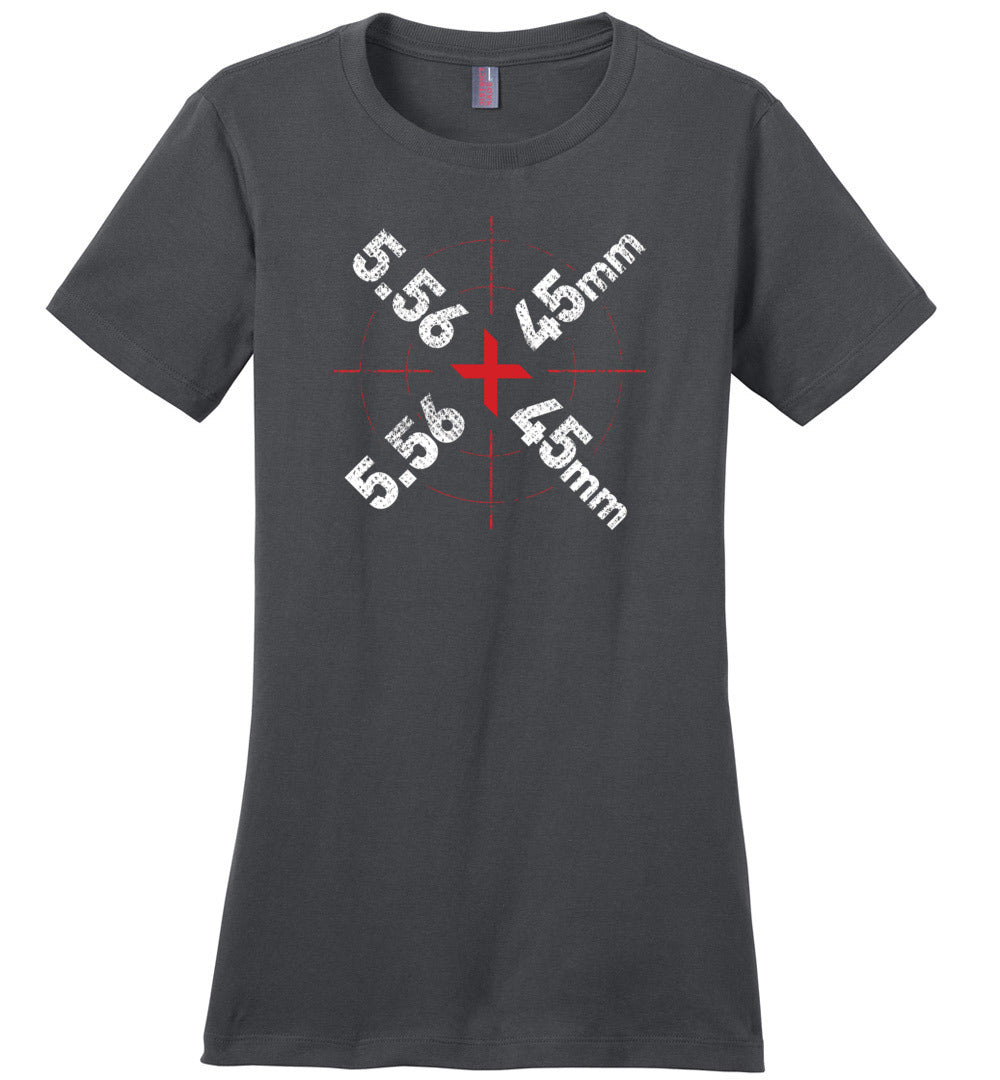 5.56 x 45mm Caliber Ammo AR-15 Shooting Gun Women's T-Shirt - Charcoal