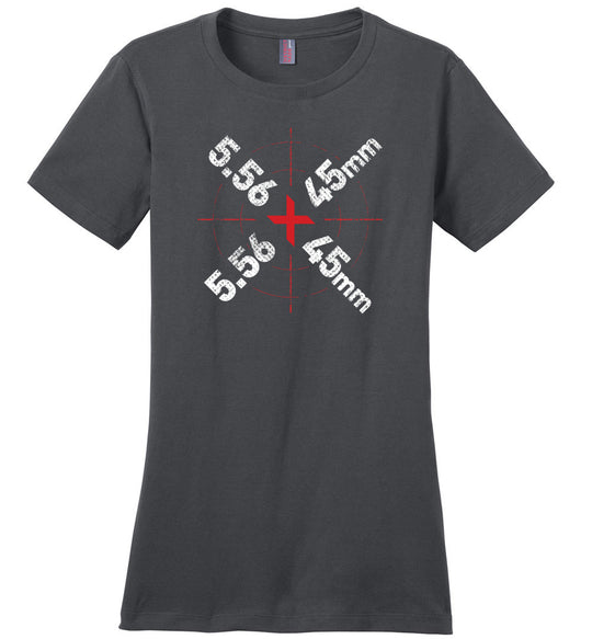 5.56 x 45mm Caliber Ammo AR-15 Shooting Gun Women's T-Shirt - Charcoal