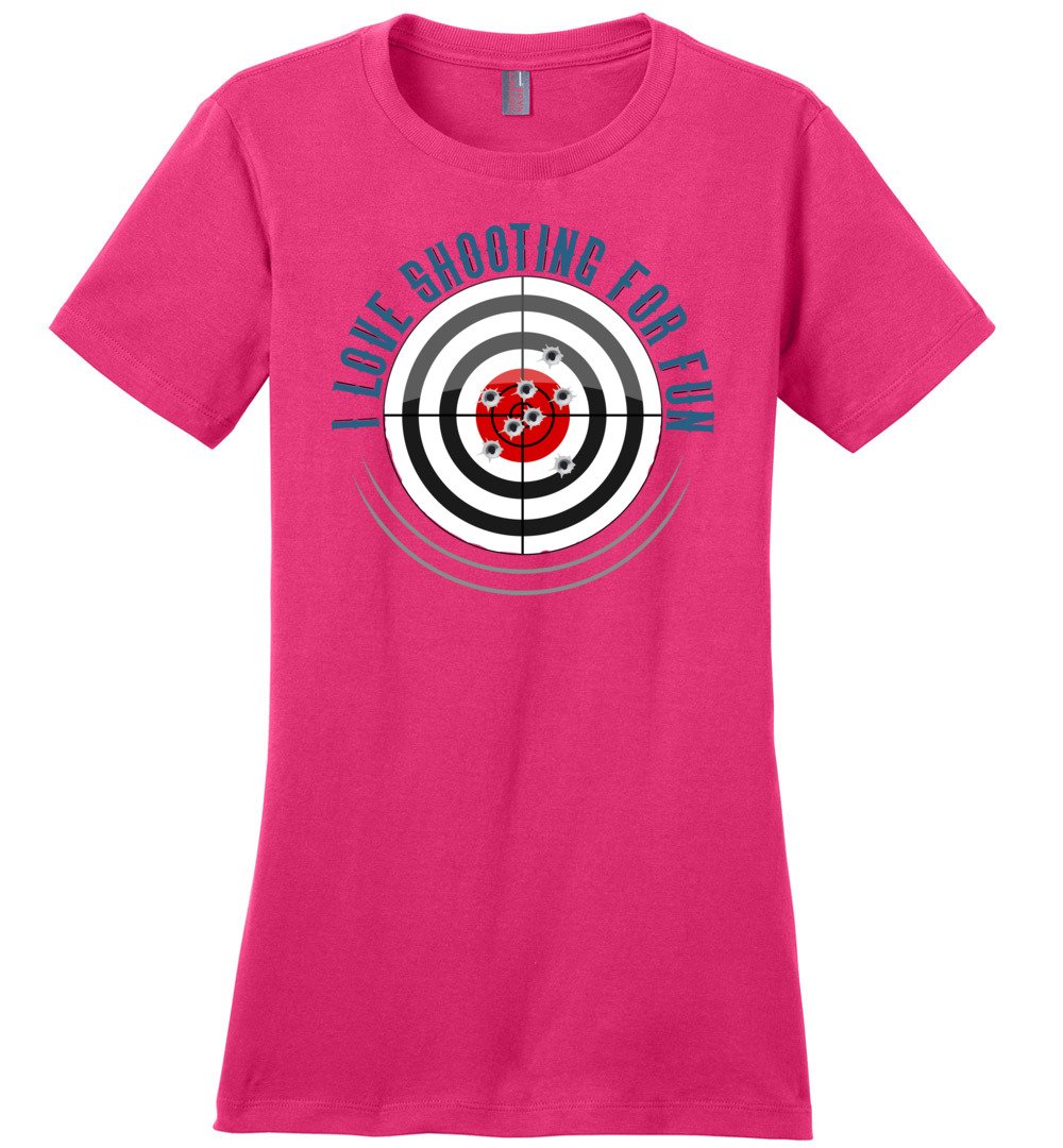 I Love Shooting for Fun - Women's Pro Gun Apparel - Dark Fuchsia T Shirts