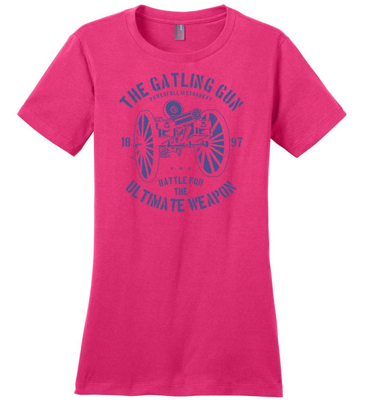 The Gatling Gun - Ladies Pro Gun Tee - Dark Fuchsia